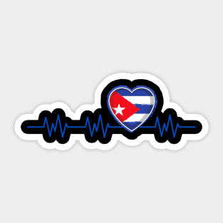 Cuba Heartbeat Flag Pulse Cuban Nationality Sticker